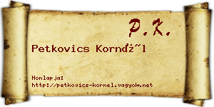 Petkovics Kornél névjegykártya