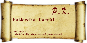 Petkovics Kornél névjegykártya